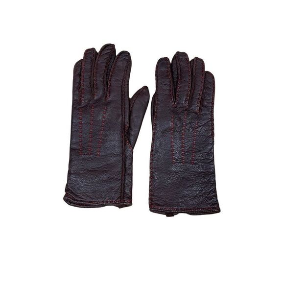 🌟Eddie Bauer🌟Women Red Brown Leather Gloves - Picture 1 of 2